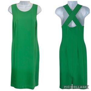 ANN TAYLOR Emerald Green Crisscross Back Shift Dress Sz 14